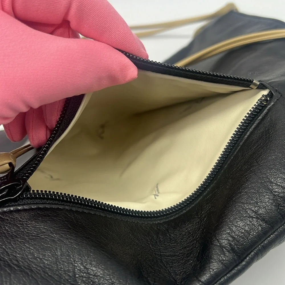 Kitamura Vintage Black/Tan/Gold Leather Crossbody